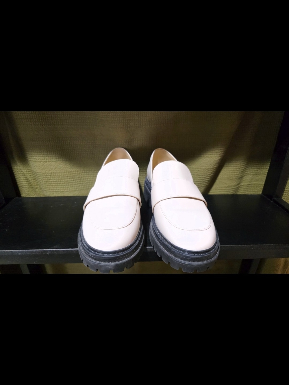Michael Kors Cream Platform Loafers with Black Lug Sole